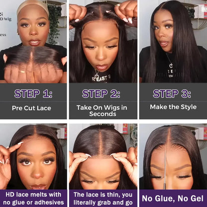 Glueless Wig Human Hair Bone Straight 6X4 5X5 Ready to Wear Lace Closure Human Hair Wigs for Women Cheap Brazilian Hair on Sale